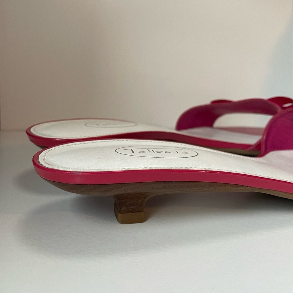 Talbots Pink Polka Dot Bow Kitten Heels Slides Sandals - Picture 6 of 7